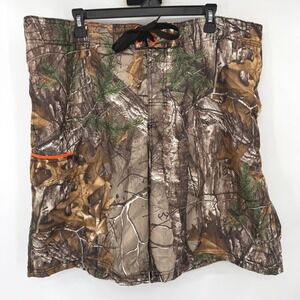 Realtree Swim Trunks Mens XL Camo Forest Board Shorts Orange‎ Accent UM17222Y